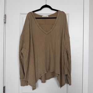 Free People Women's Tan V-Neck Top